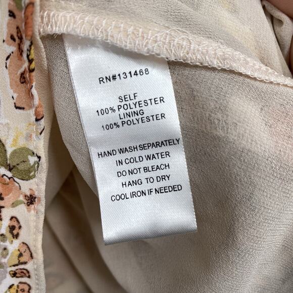 Fate Top Womens M Cream Floral Smocked Mock Neck Pullover Flowy Boho Cottage NWT - Picture 9 of 10